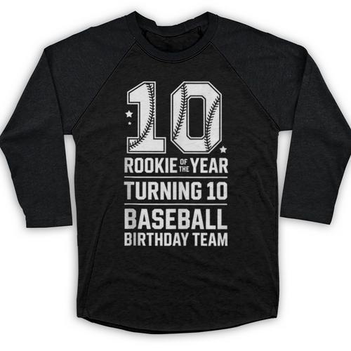 10th Birthday Rookie Of The Year Baseball Double Digit Humor Baseball Raglan Shirt - Sportilla