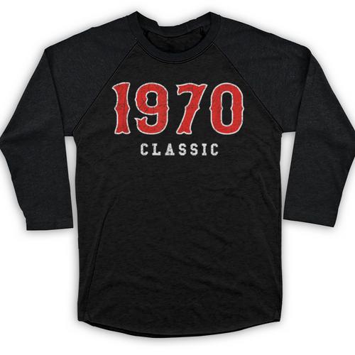 55 Year Old 1970 Classic Baseball Fan 55th Birthday Baseball Raglan Shirt - Sportilla