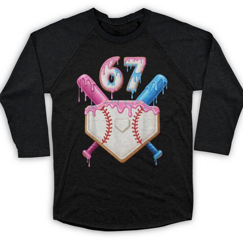 6 7 Baseball Dripping Six Seven Gen Alpha Slang Baseball Raglan Shirt - Sportilla