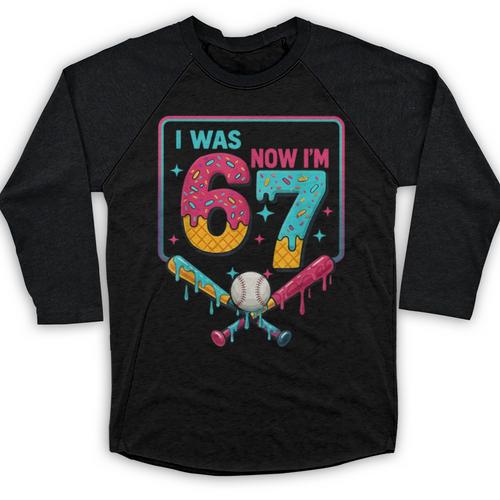 I Was 6 Now Im 7 Ice Cream Drip Baseball For Men Women Kids Baseball Raglan Shirt - Sportilla