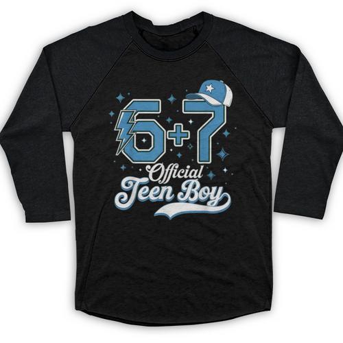 6 7 Meme Official Teenager 13th Birthday Baseball Boy Baseball Raglan Shirt - Sportilla