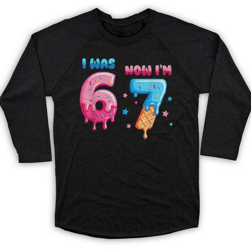 I Was 6 Now I'm 7 Birthday Baseball Drip For Boys Kid Baseball Raglan Shirt - Sportilla