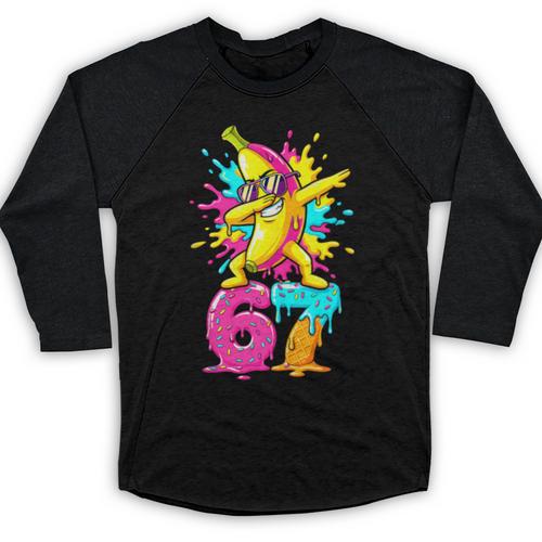 67 Baseball Ice Cream Six Seven Dabbing Banana Baseball Raglan Shirt - Sportilla