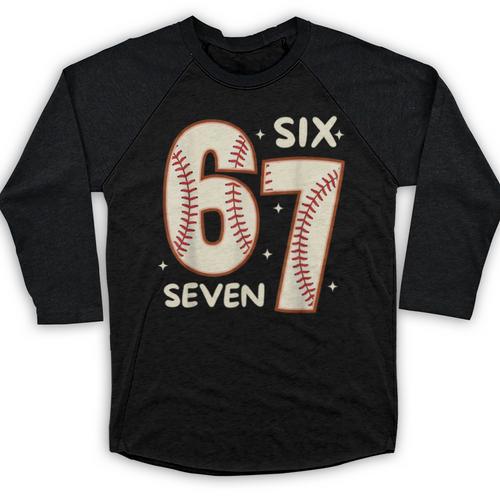 67 Baseball Six Seven 6 7 Meme Kids 67 Teen Boys 6-7 Baseball Raglan Shirt - Sportilla