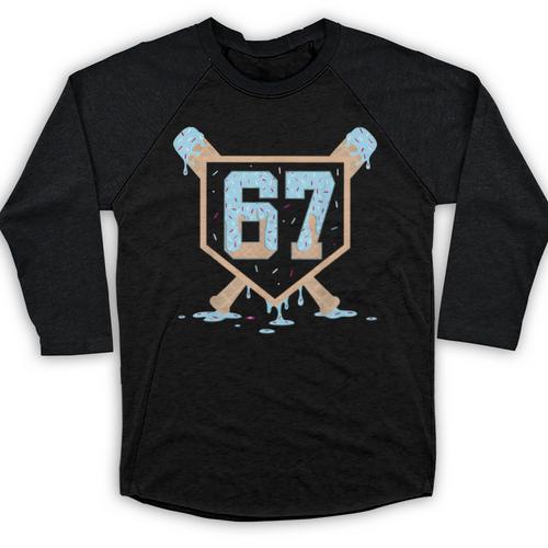 67 Ice Cream Drip Baseball Meme Six Seven Gen Alpha Baseball Raglan Shirt - Sportilla