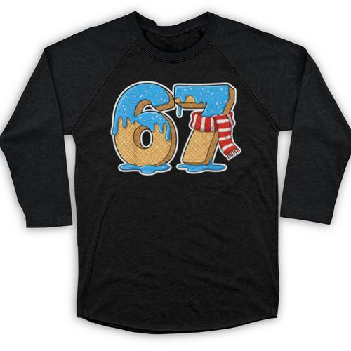 67 Ice Cream Drip Six Seven Baseball Drip 67 Boys Meme Baseball Raglan Shirt - Sportilla