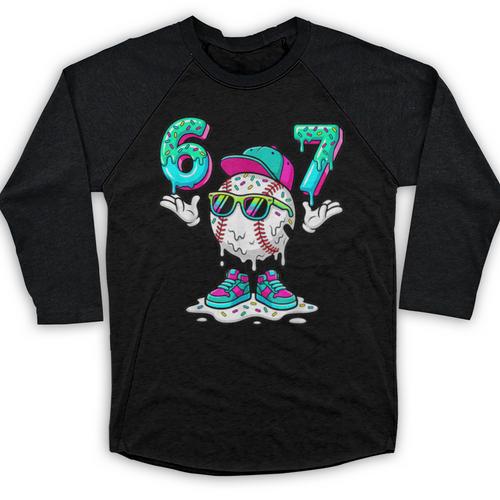 67 Meme Six Seven 6 7 Meme Baseball Drip Baseball Raglan Shirt - Sportilla