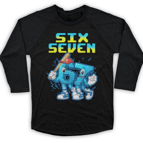 67 Six Seven 6-7 Italian Brainrot Kids Baseball Meme Baseball Raglan Shirt - Sportilla