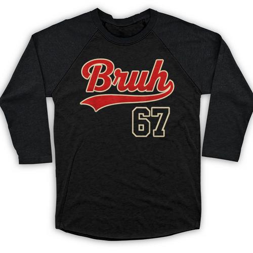 67 Six Seven Bruh Meme Baseball Vintage Style Men Boys Baseball Raglan Shirt - Sportilla