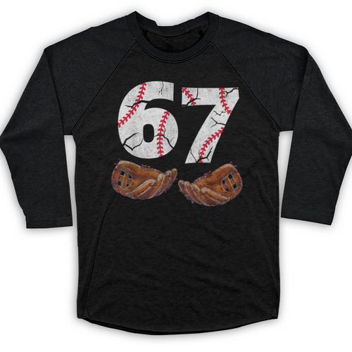 67 Trend Baseball Six Seven Number For Boys Men Baseball Raglan Shirt - Sportilla