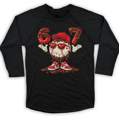 67 Valentine Day Baseball Chocolate Ice Cream Drip Baseball Raglan Shirt - Sportilla