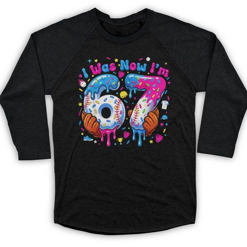 7th Birthday I Was 6 Now I'm 7 Baseball Ice Cream Drip Baseball Raglan Shirt - Sportilla