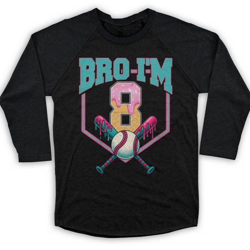 8th Birthday Boy Bro I'm 8 Years Old Baseball Theme Baseball Raglan Shirt - Sportilla