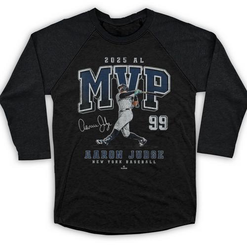 Aaron Judge 2025 AL MVP New York Baseball MLBPA Baseball Raglan Shirt - Sportilla