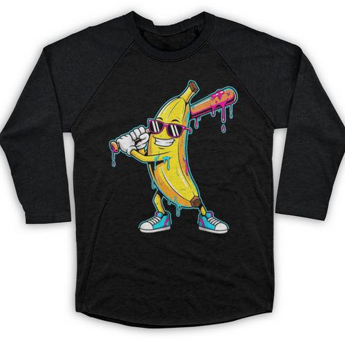 Banana Baseball Drip Kids Youth Boys Girls Baseball Raglan Shirt - Sportilla