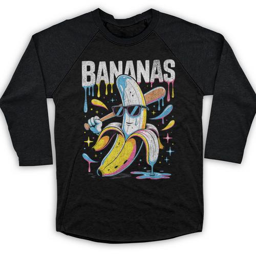 Banana Baseball Drip Kids Youth Boys Girls Sport Teens Baseball Raglan Shirt - Sportilla