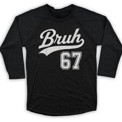 Baseball 6 7 Bruh Number 67 Six Seven Meme Boys Kids Baseball Raglan Shirt - Sportilla