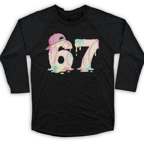 Baseball 67 Dripping Six Seven Drip Boys Gen Z Baseball Raglan Shirt - Sportilla