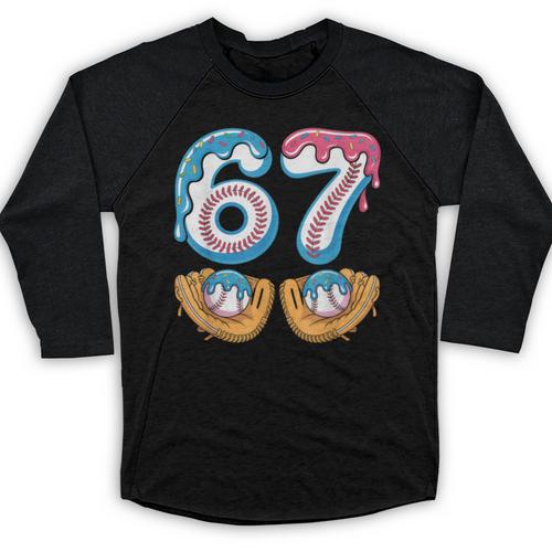 Baseball 67 Ice Cream Drip 67 Meme Player T-Shirt Baseball Raglan Shirt - Sportilla
