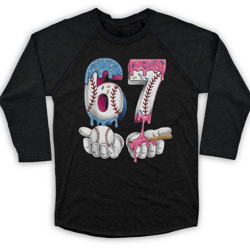 Baseball 67 Ice Cream Drip Six Seven Boys Girls Meme Baseball Raglan Shirt - Sportilla