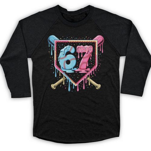 Baseball 67 Ice Cream Drip Six Seven Meme Boy Girl Kid Baseball Raglan Shirt - Sportilla