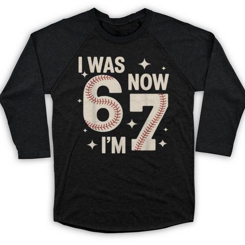 Baseball 7th Birthday 6 7 Years Old I Was 6 Now I'm 7 Baseball Raglan Shirt - Sportilla