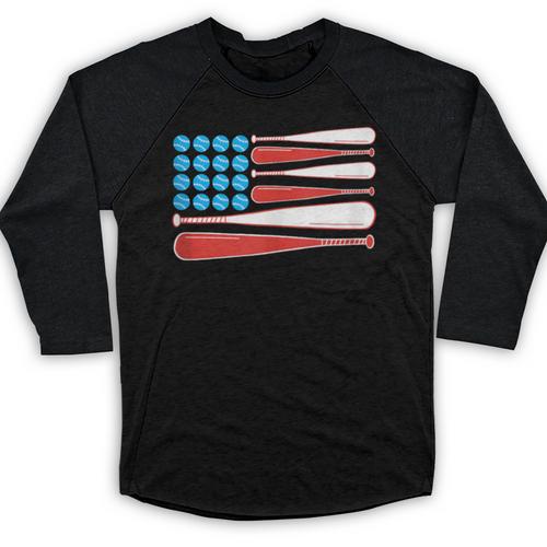 Baseball American Flag Patriotic USA Pride Baseball Raglan Shirt - Sportilla