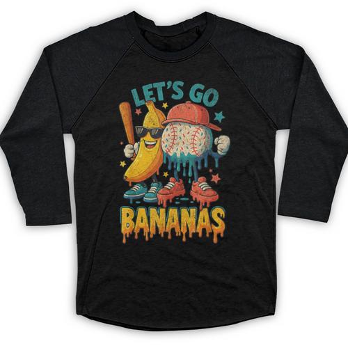 Baseball Banana Sports Drip Art For Kids Baseball Raglan Shirt - Sportilla