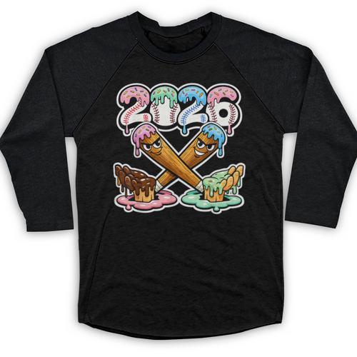 Baseball Bat 2026 Hands Drip Boys Ice Cream Dripping Youth Baseball Raglan Shirt - Sportilla