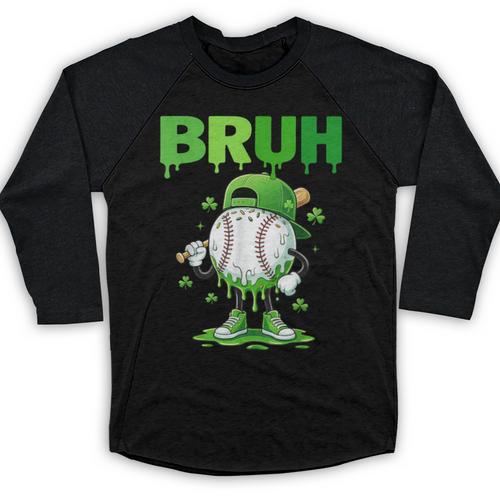 Baseball Bruh Drip Ice Cream Youth Boy St Patricks Day Baseball Raglan Shirt - Sportilla