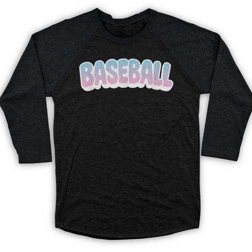 Baseball Bubble Letter Baseball Raglan Shirt - Sportilla
