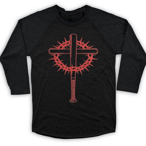 Baseball Cross Bats Pitcher Jesus Faith Baseball Raglan Shirt - Sportilla