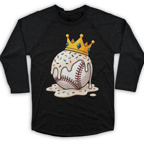 Baseball Drip Ice Cream Crown Melt Graphic Baseball Raglan Shirt - Sportilla