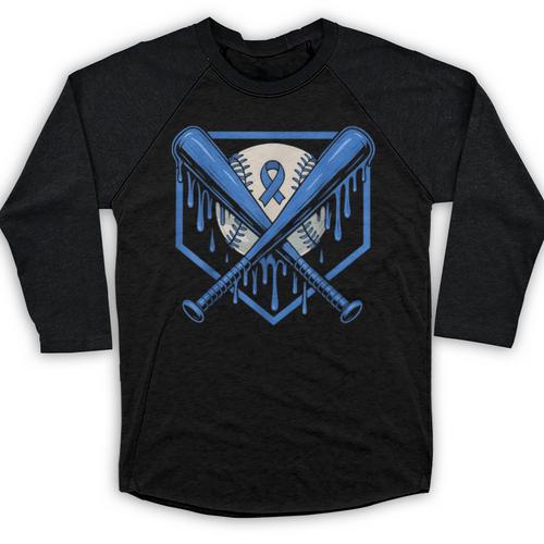 Baseball Drip Ice Cream Diabetes Awareness Ribbon Boys Girls Baseball Raglan Shirt - Sportilla