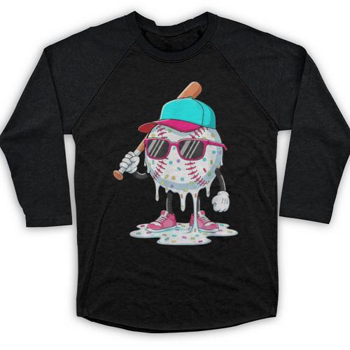Baseball Drip Ice Cream Lifestyle Sprinkless Boy Kid Baseball Raglan Shirt - Sportilla