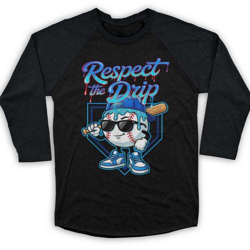 Baseball Drip Ice Cream Respect The Drip Home Plate Boy Kids Baseball Raglan Shirt - Sportilla