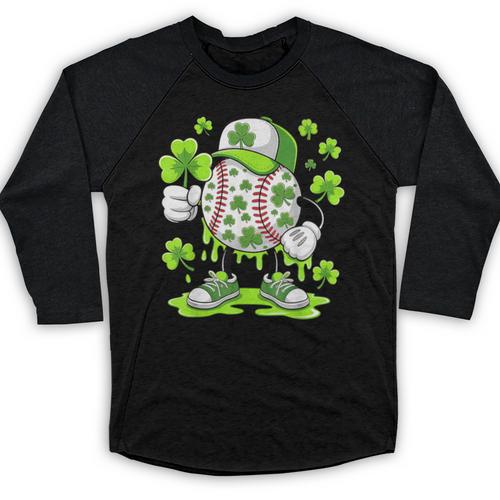 Baseball Drip Ice Cream Shamrock Irish St Patricks Men Baseball Raglan Shirt - Sportilla