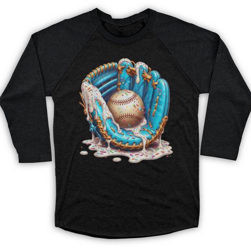 Baseball Drip Ice Cream Sprinkless Glove Boy Kid Baseball Raglan Shirt - Sportilla