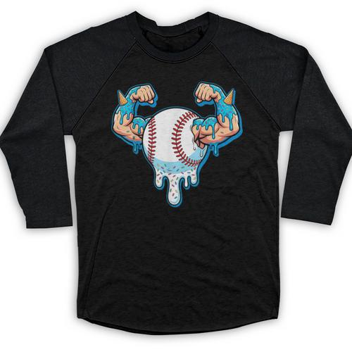 Baseball Drip Ice Cream Strong Character Baseball Raglan Shirt - Sportilla
