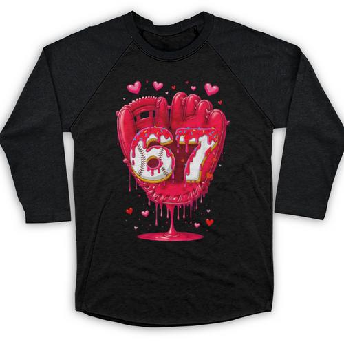 Baseball Drip Ice Cream Valentine Youth Boys Girls Sport Baseball Raglan Shirt - Sportilla
