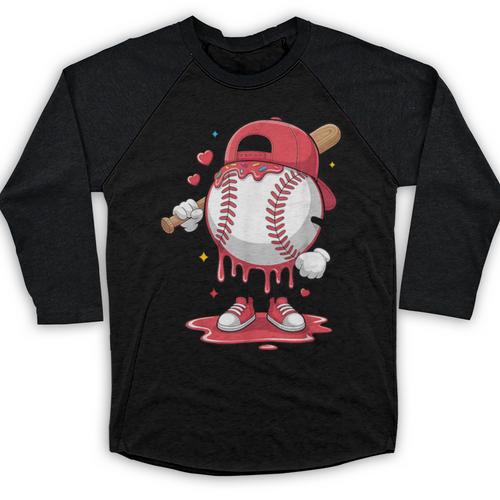 Baseball Drip Icecream Boy Kids Valentine Baseball Raglan Shirt - Sportilla