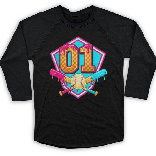 Baseball Drip Jersey Number 1 For Players & 1th Birthday Baseball Raglan Shirt - Sportilla