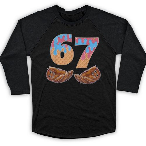 Baseball Drip Number 67 Player Six Seven Meme Baseball Raglan Shirt - Sportilla