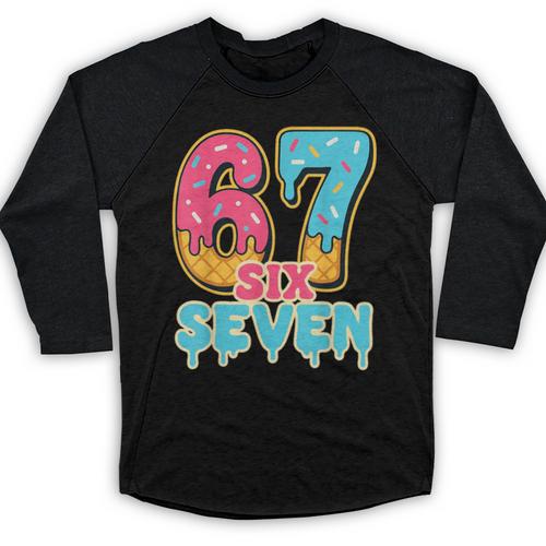 Baseball Drip Number 67 Player Trendy 6 7 Meme Baseball Raglan Shirt - Sportilla