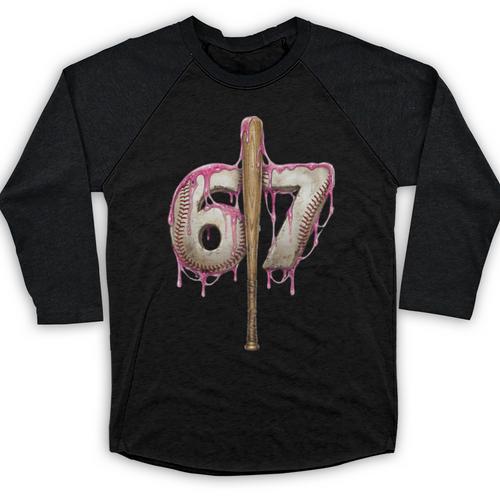 Baseball Drip Number 67 Sports Player Six Seven Meme Fan Baseball Raglan Shirt - Sportilla