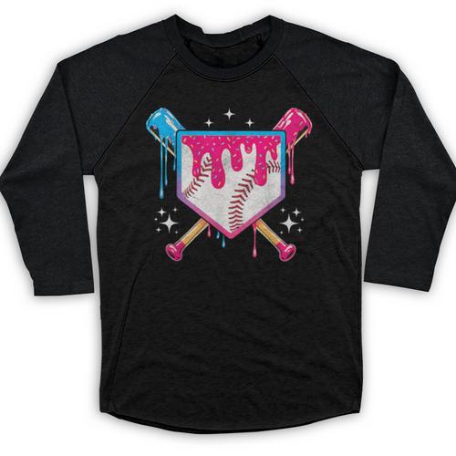 Baseball Drip Purple Glove Respect The Drip Youth Boys Girls Baseball Raglan Shirt - Sportilla