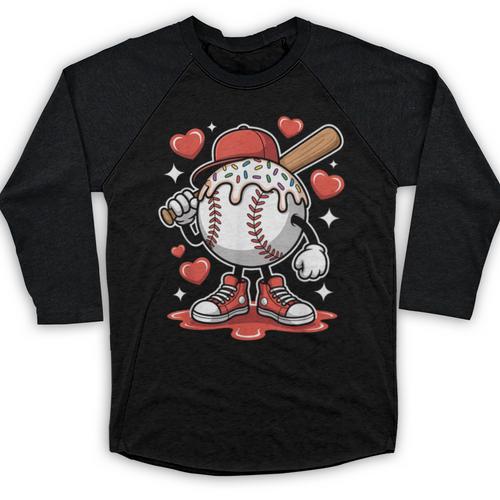 Baseball Drip Valentine Boys Women Men Hearts Sport Love Baseball Raglan Shirt - Sportilla
