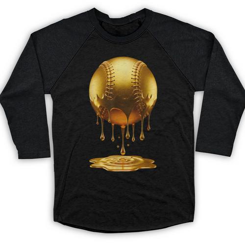 Baseball Dripping Drip Gold Sport Player Coach Baller Baseball Raglan Shirt - Sportilla