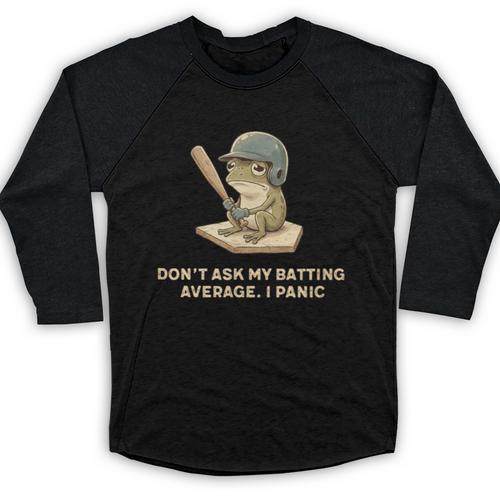 Baseball Frog Saying Batting Retro Artwork Baseball Raglan Shirt - Sportilla