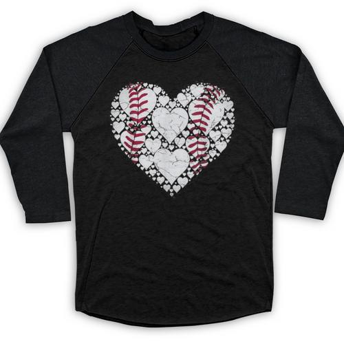 Baseball Heart Love Game Sports Fan Game Day Baseball Raglan Shirt - Sportilla